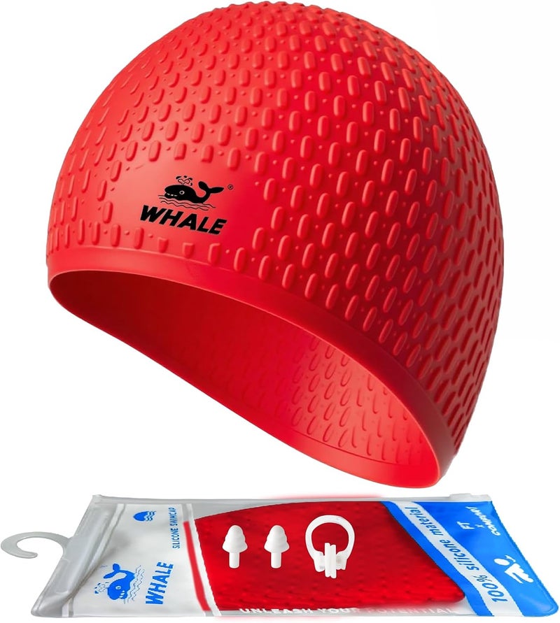 Whale Whlae Extra-Large Swim Cap, Featuring A Durable Silicone Strap and Waterproof Ear Design, Suitable for Long Hair, Thick Curly Hair and African Braids - Image 1